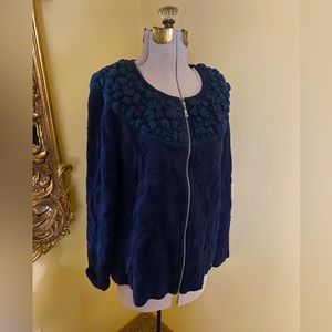 Blue Willi’s Denmark Design Linen Full zip up cardigan NWT Large